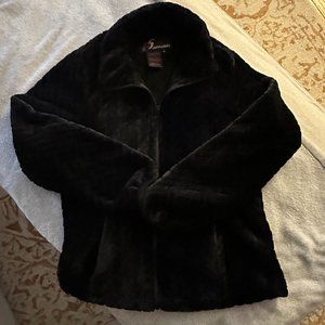 NWOT i5 Apparel Black Full Zip Fur Sweatshirt Sz M